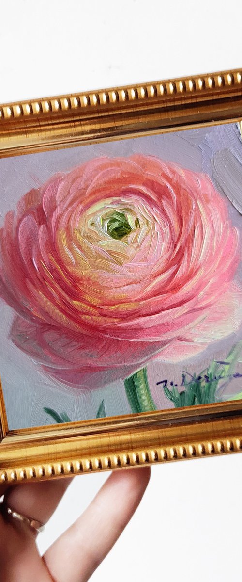 Ranunculus flower painting by Nataly Derevyanko