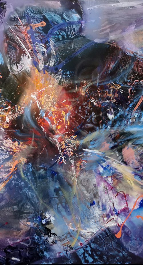Gigantic scale stunning enigmatic beautiful colors fantastic painting childhood dreams by O KLOSKA by Kloska Ovidiu