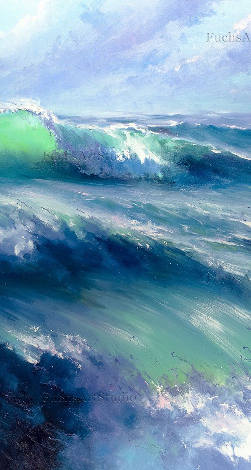 Morning Storm. Seascape scene. Ocean Painting. by Bozhena Fuchs