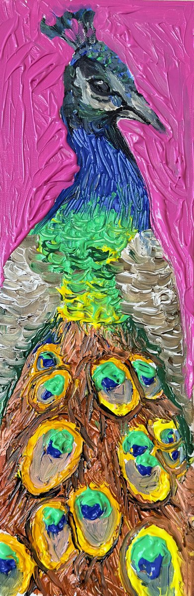 Urban And Pop Animal Acrylic Painting By Nikola Gulev, 8 X 24", "Amorous Glow", Original Artwork