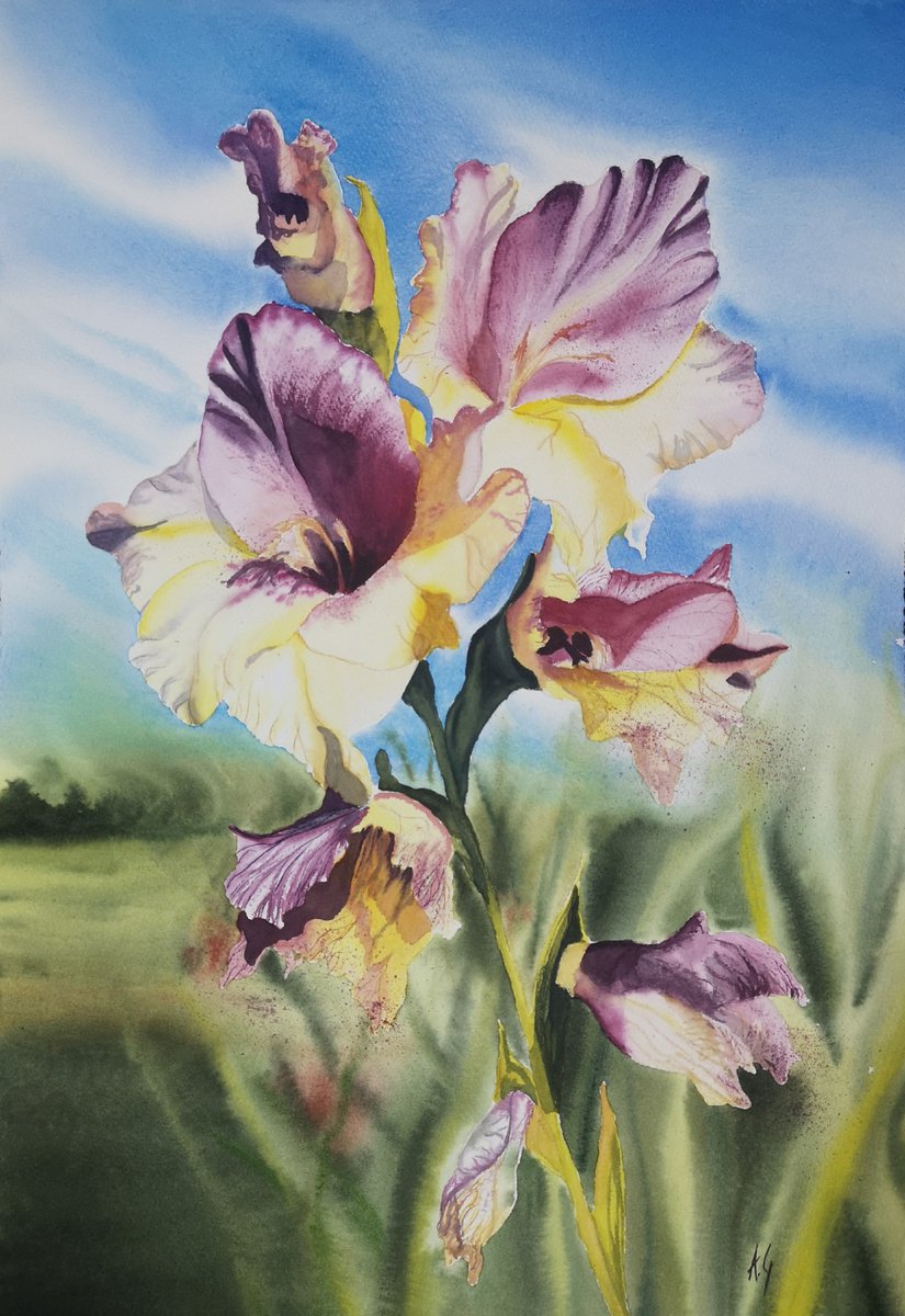 Impressionistic Botanical Watercolour By Aneta Gajos, 15 X 22, Zurich Flower, Original Artwork