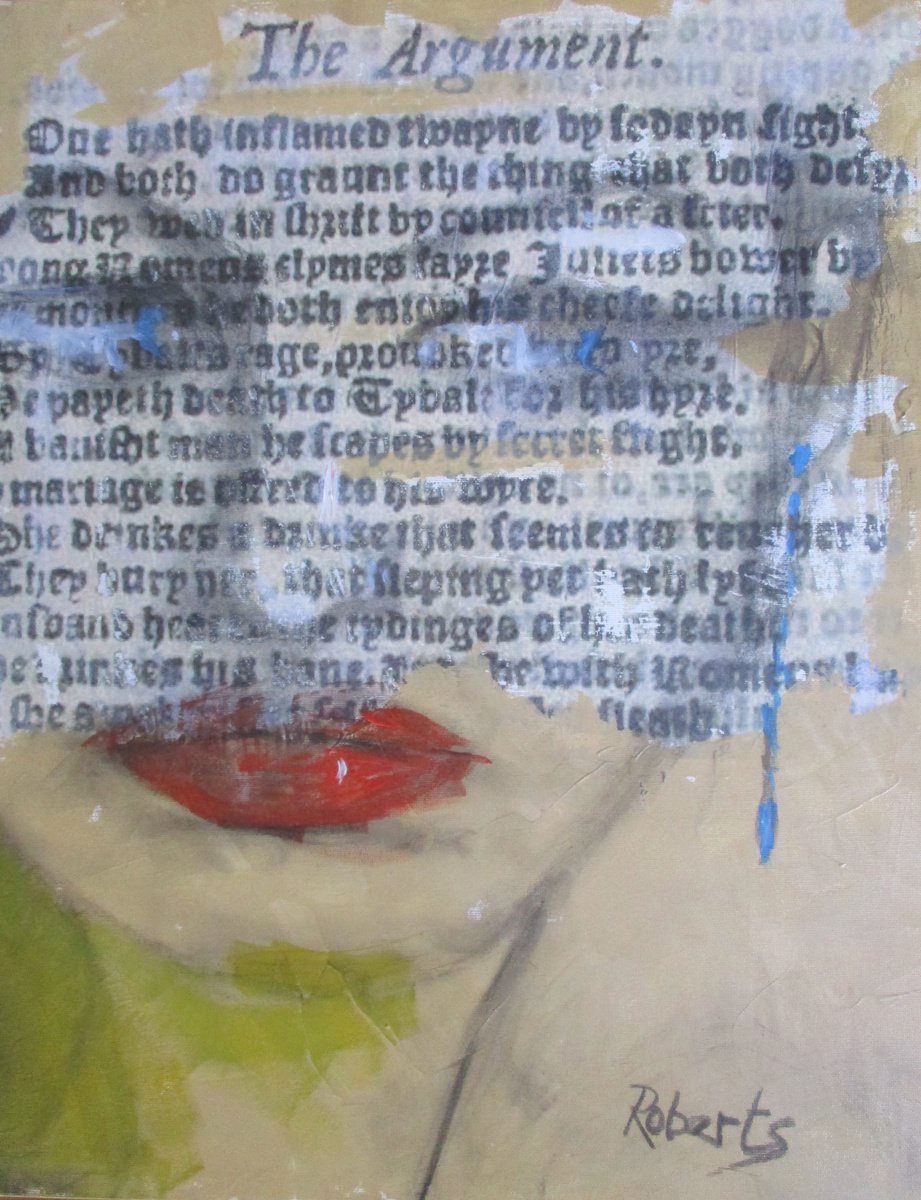 Expressive Portrait Acrylic Painting By Rosalind Roberts, 14 X 18", Wherefore Art Thou, Original Artwork