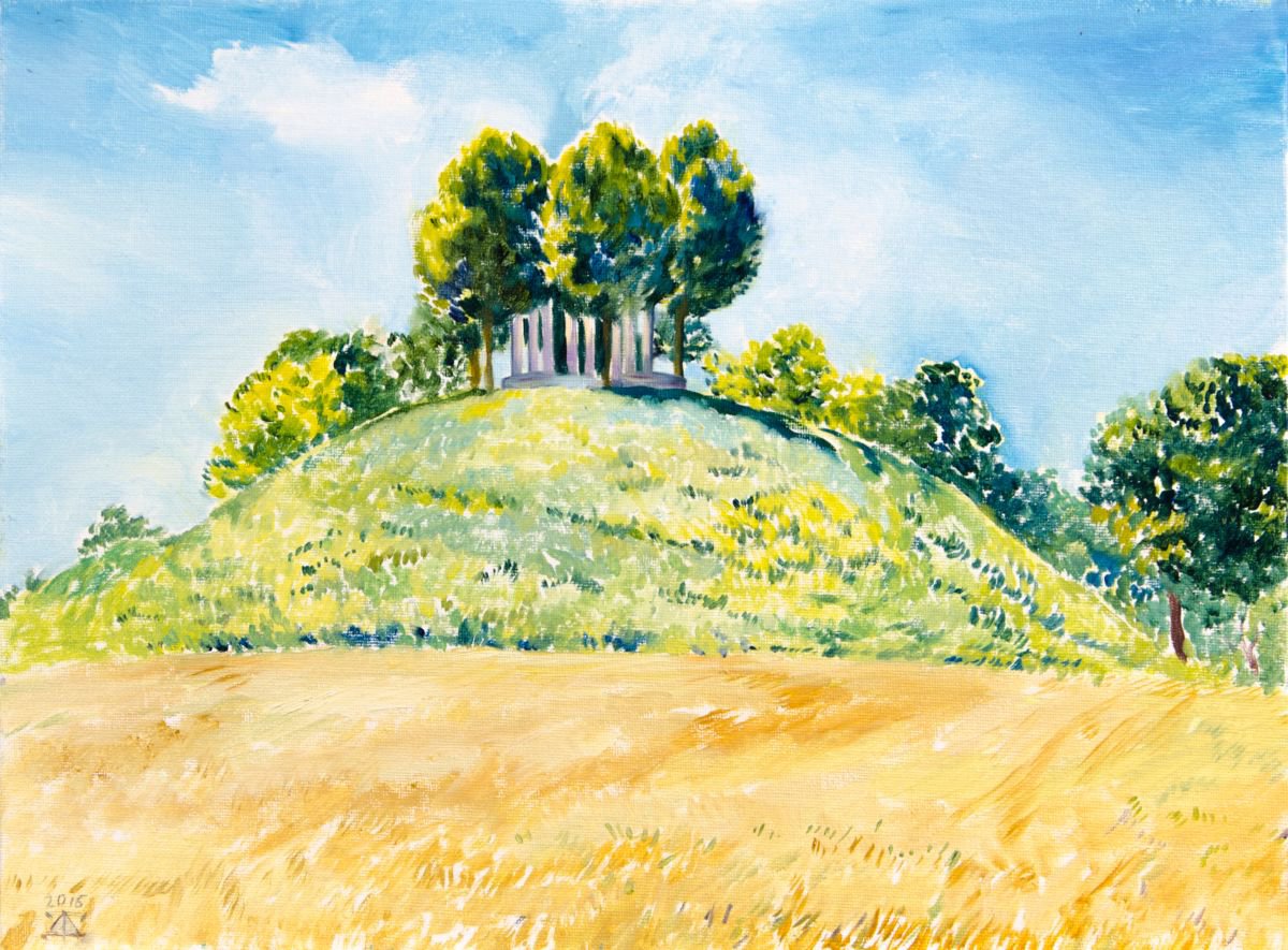 Impressionistic Landscape Oil Painting By Daria Galinski, 16 X 12, Plieningen Summer Field, Original Artwork