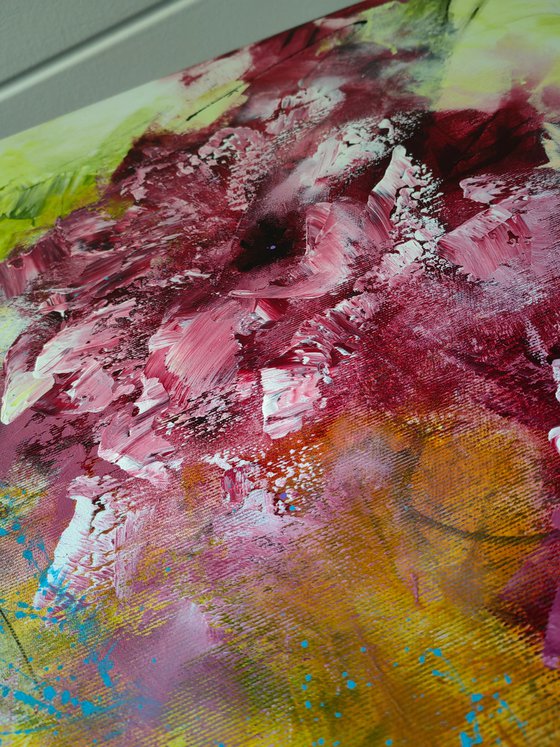 "Blooming Abstraction", XXL abstract flower painting