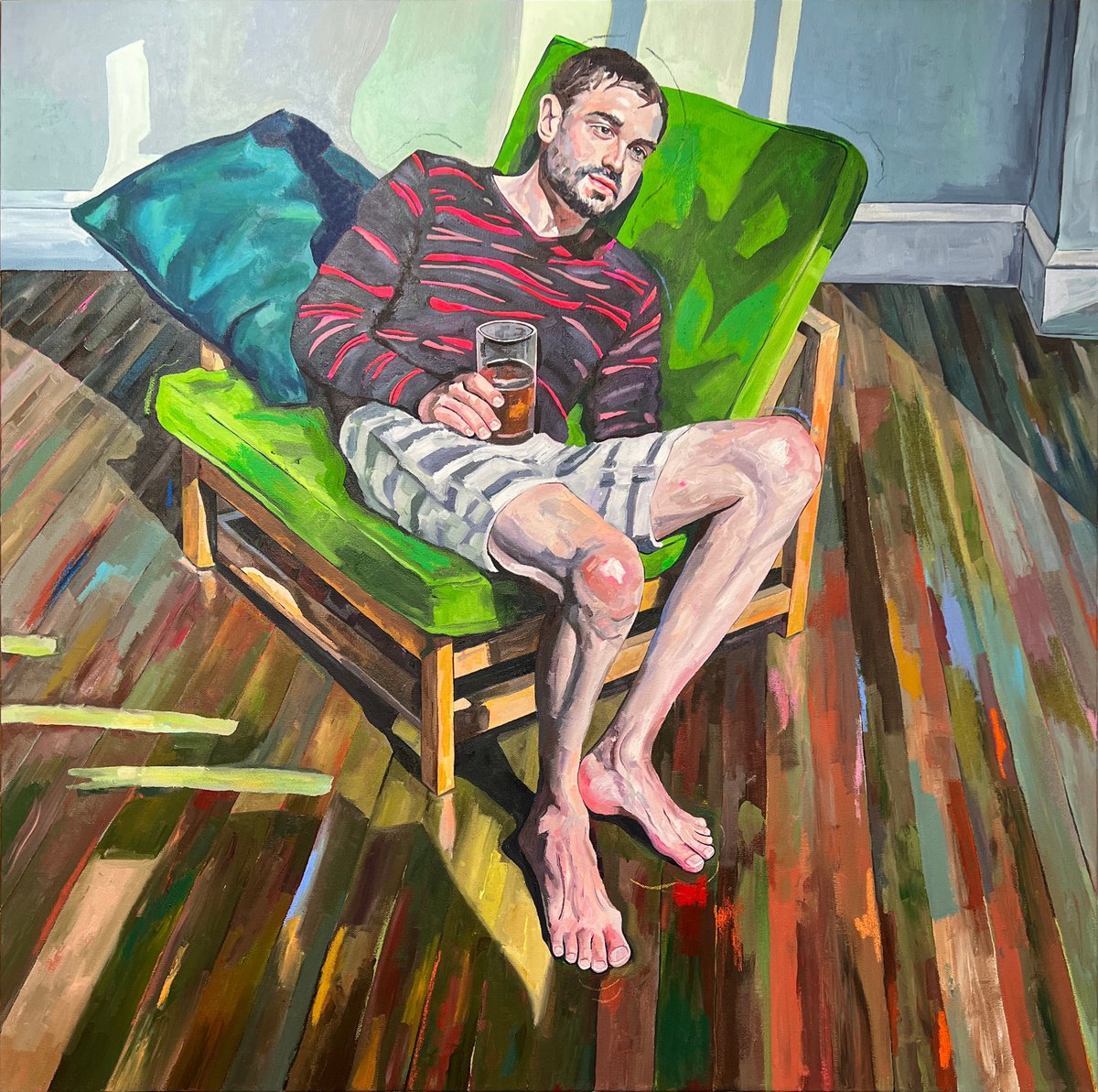 Impressionistic Portrait Oil Painting By Jonathan Mcafee, 36 X 36, Beautiful Collapse, Original Artwork