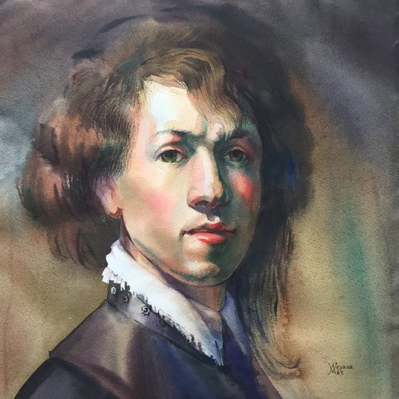 Classic male portrait. Portrait of Rembrandt.