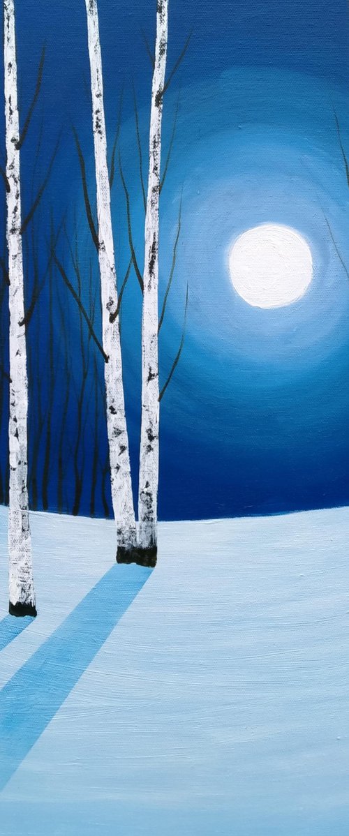 Moonlight Snow Forest by Amanda Horvath