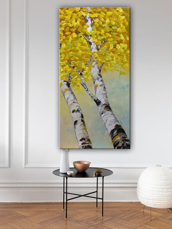 Silver Birches - Large Acrylic Impasto Painting