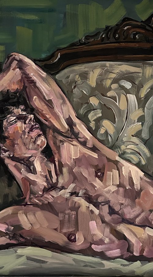 Male nude gay erotic art naked man oil painting by Emmanouil Nanouris