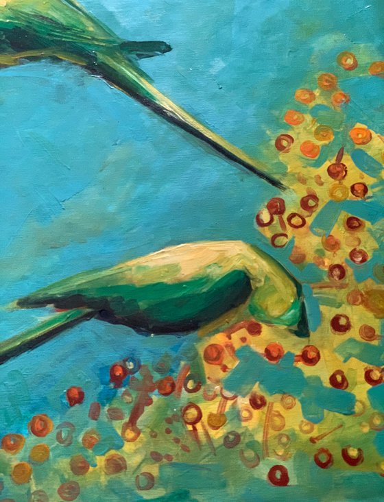 Bird Parakeet-original oil on canvas