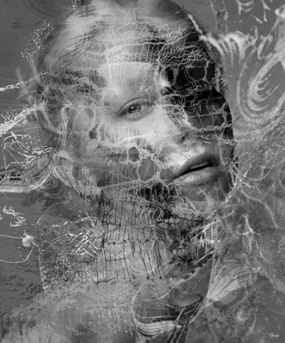 Illustrative Portrait Photograph By Bojan Jevtic, 36 X 43, Love Takes Off Masks, Original Artwork