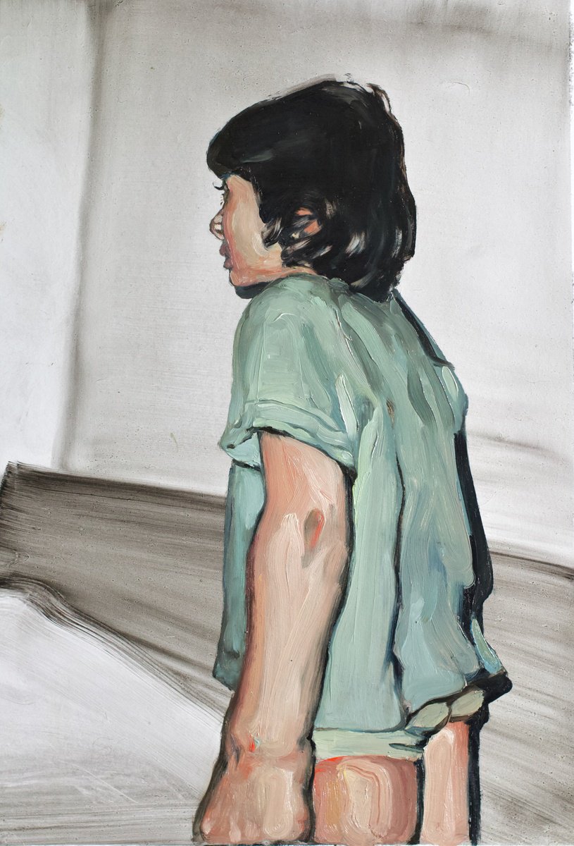 Photorealistic Portrait Oil Painting By Marina Skepner, 12 X 19", Leo, Original Artwork