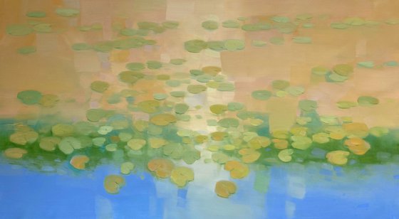 Waterlilies, Original oil painting, Handmade artwork, One of a kind