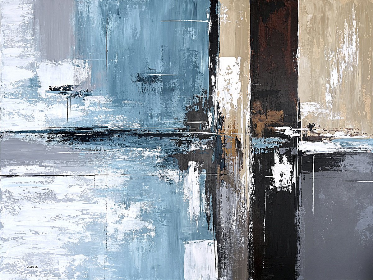 Azure Divide In Neutral Tones By Tatiana Malinovscaia, 47 X 33, Artwork For Sale On Artfinder