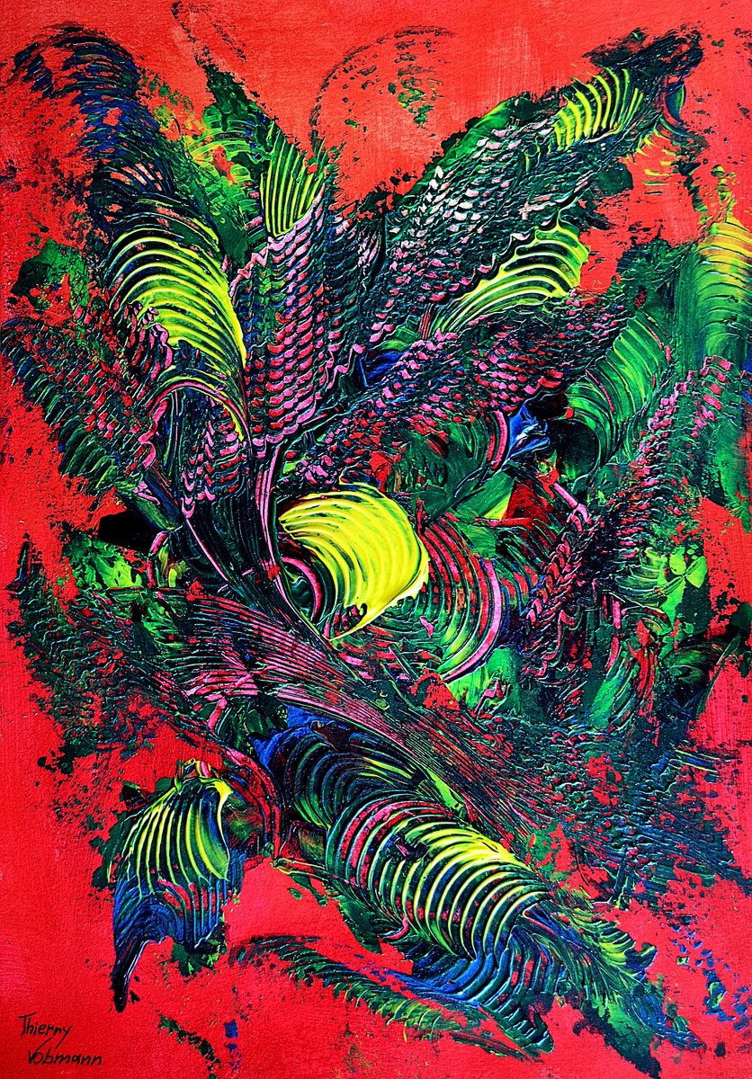 Abstract Botanical Acrylic Painting By Thierry Vobmann. Abstract ., 12 X 17", Ideal Gift 95, Original Artwork