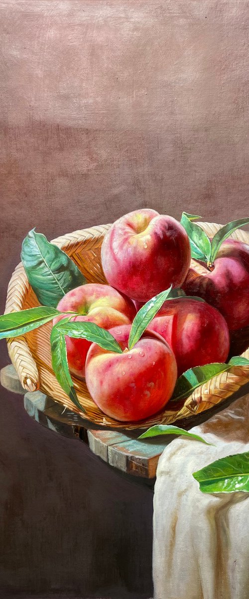 Peaches in basket c191 by Kunlong Wang