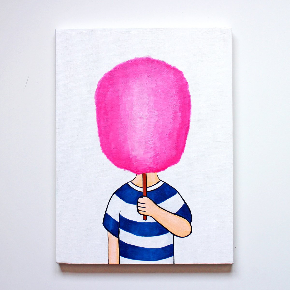 Urban And Pop Portrait Acrylic Painting By Ian Viggars, 12 X 16, Candy Floss Face, Original Artwork