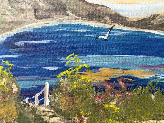 Lulworth Cove on a square canvas