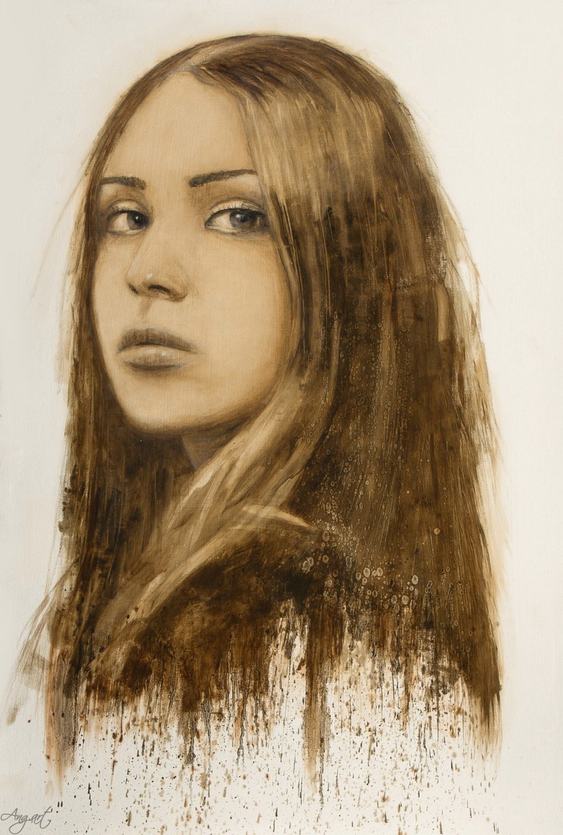 Expressive Portrait Oil Painting By Angela Suto, 28 X 41, Evanescence, Original Artwork