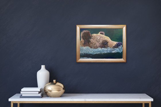 Bear Swimming Study In Oil