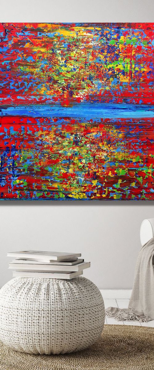 Don't Stop Believing  - XL LARGE,  ABSTRACT ART – EXPRESSIONS OF ENERGY AND LIGHT. READY TO HANG! by Julijana Ravbar
