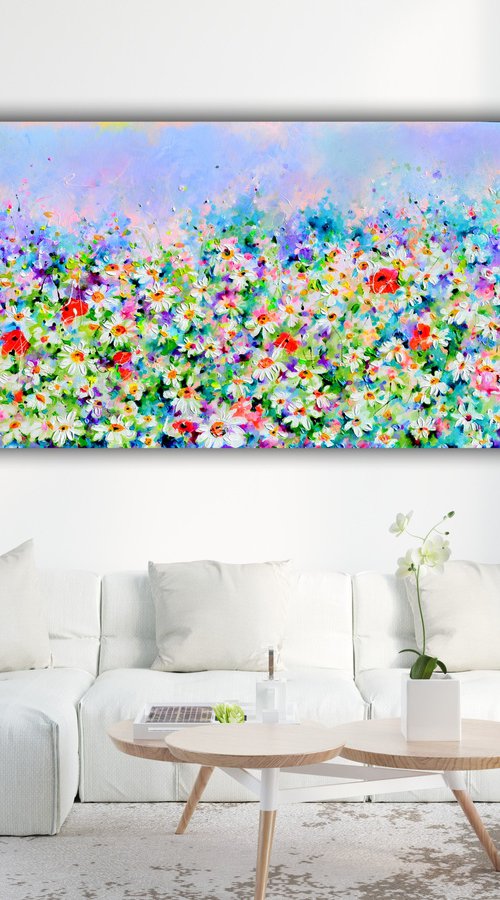 White Daisy and Red Poppy Field by Soos Roxana Gabriela