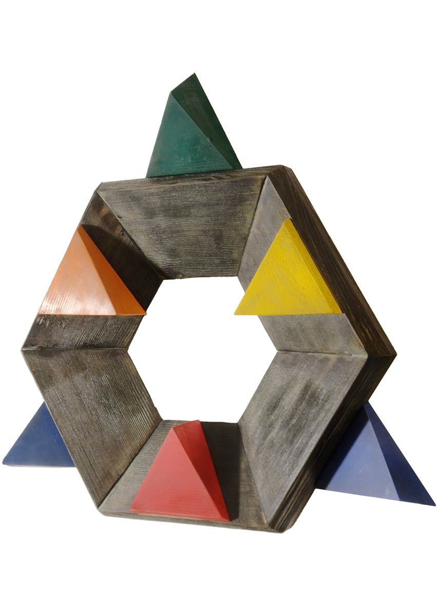 Geometric Abstract Relief By George Troyanov, 24 X 24, Return, Original Artwork