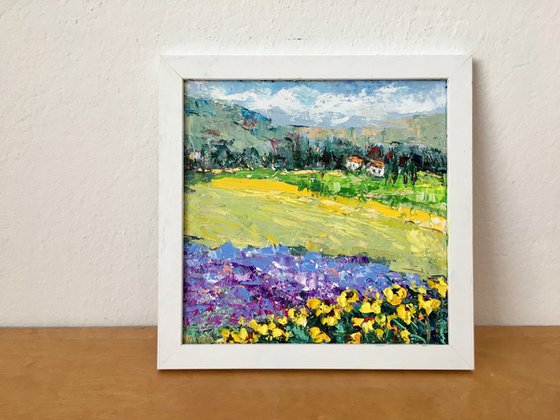 Lavender and sunflowers field