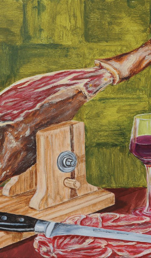 Jamon and wine, 70*50 by Dmytro Yeromenko