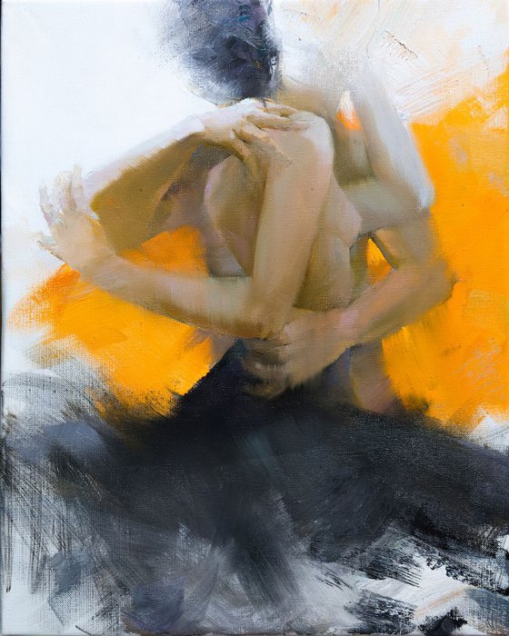 Dancing Couple Contemporary Oil Painting - Dance of Love 40x50 cm