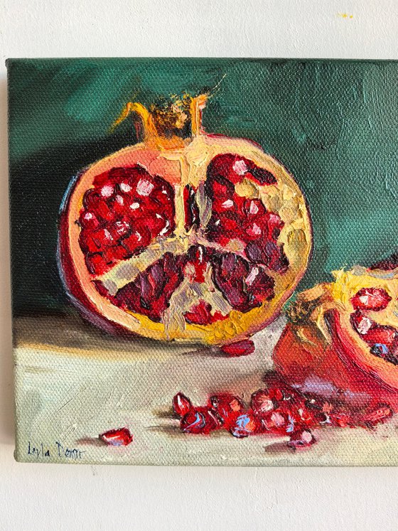 Pomegranate on blue