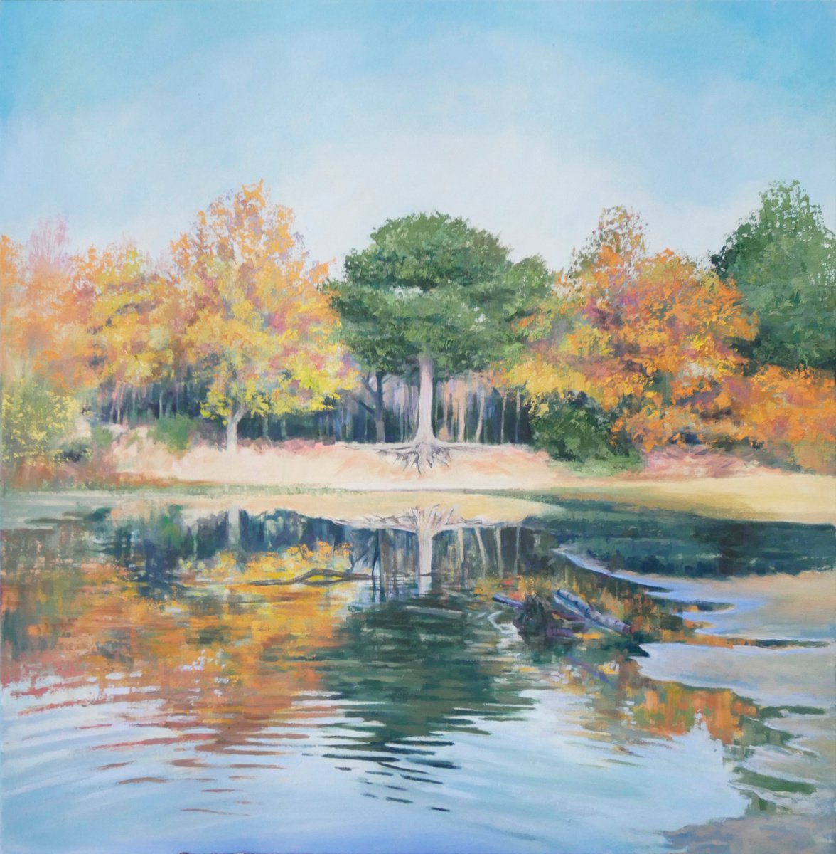 Photorealistic Landscape Oil Painting By Hannah Bruce, 32 X 32, The Sculpture Tree, Original Artwork