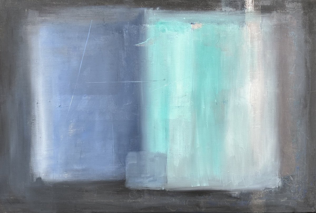 Abstract Acrylic Painting By Catherine Winget, 36 X 24, Into The Blue - Abstract Blues 8, Original Artwork