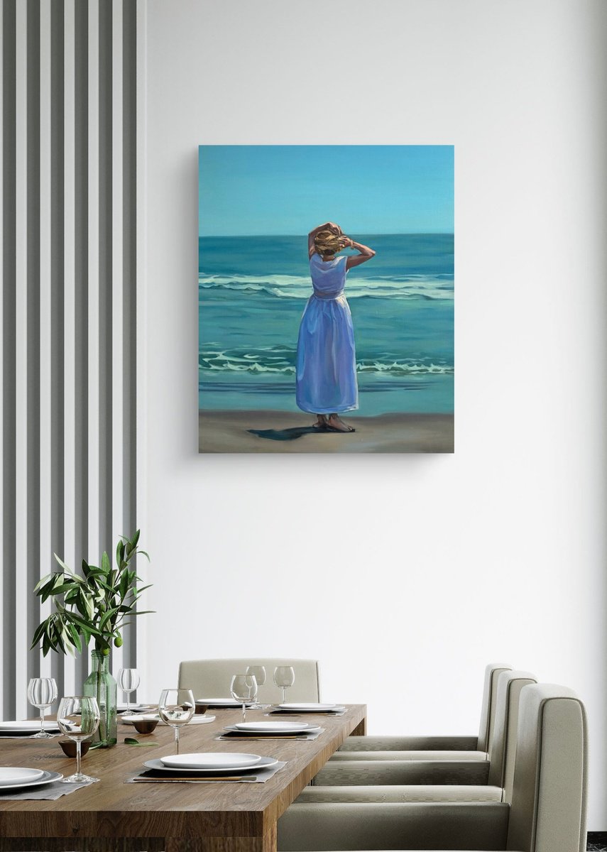 Girl By The Ocean By Guzel Min, 24 X 28, Artwork For Sale On Artfinder
