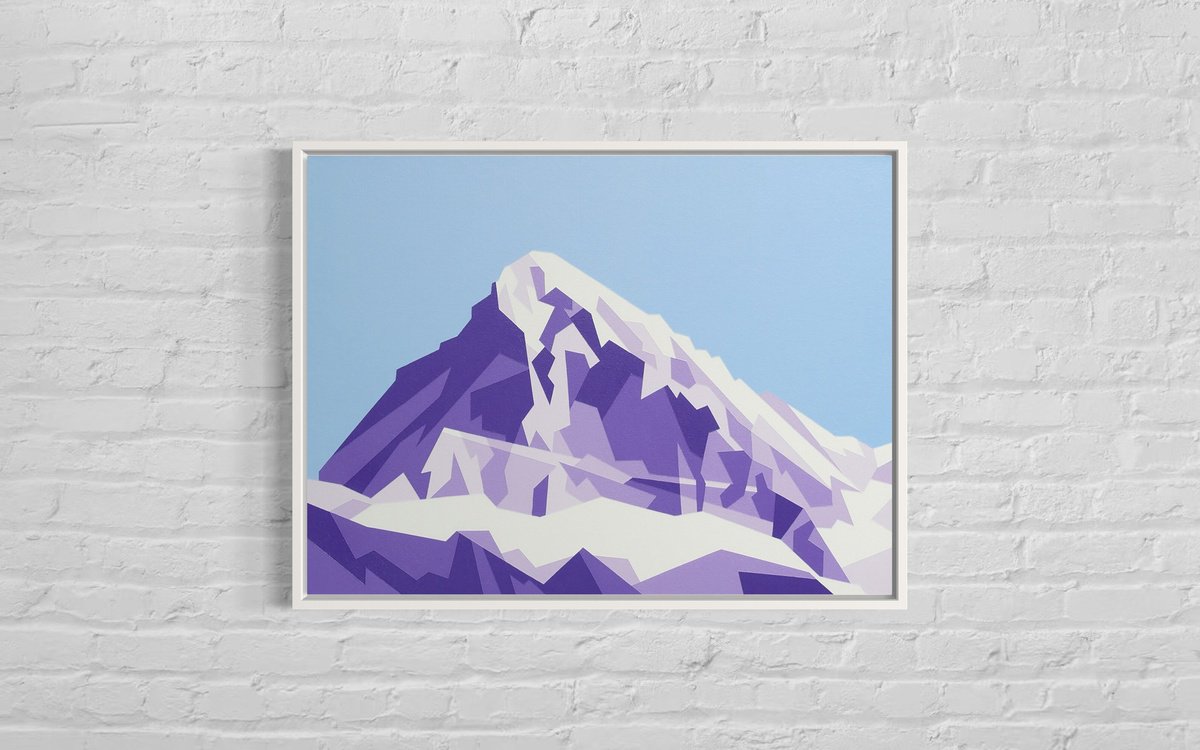 Geometric Landscape Acrylic Painting By Zoe Hattersley, 24 X 18", Dent Blanche, Original Artwork