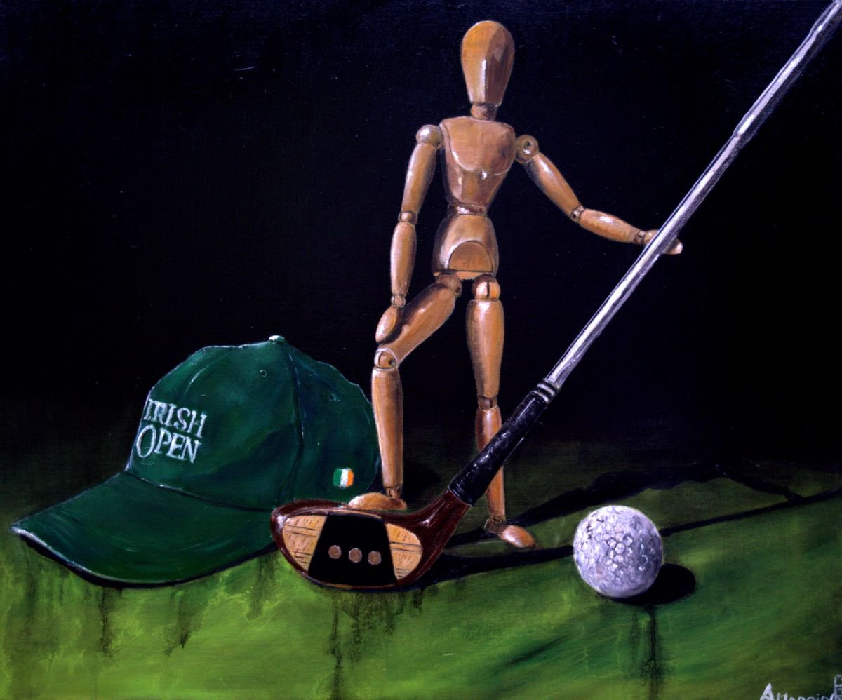 Surrealistic Still Life Oil Painting By Antonio Maggio Carluccio, 22 X 18, The Golfer