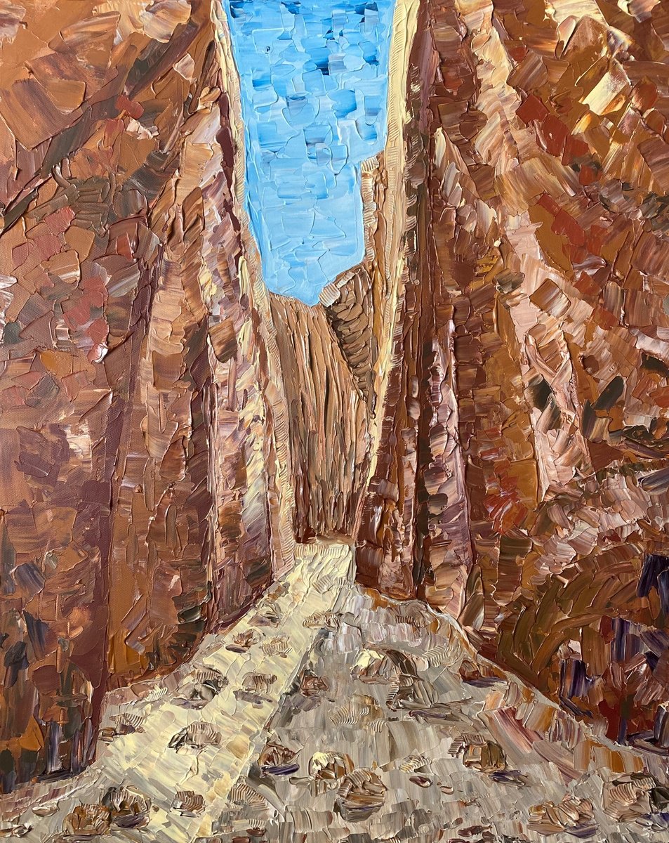 Impressionistic Landscape Acrylic Painting By Guzaliya Xavier, 24 X 30, Standley Chasm, Original Artwork