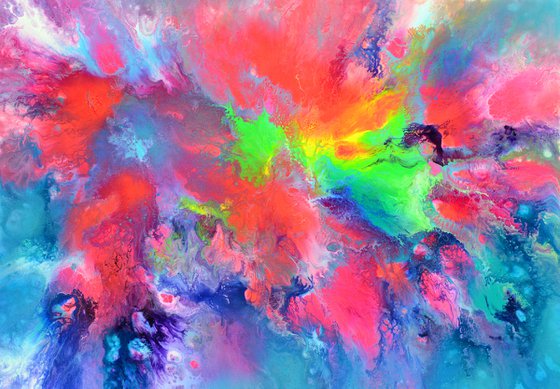 40X30'' Perfect Harmony - Large Ready to Hang Abstract Painting - XL Colourful Modern Abstract Painting, Ready to Hang