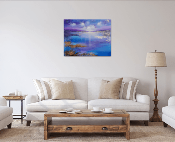 A XL large beautiful modern semi-abstract seascape painting "Miracle moment"