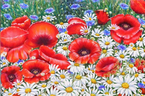 Poppies and daisies.