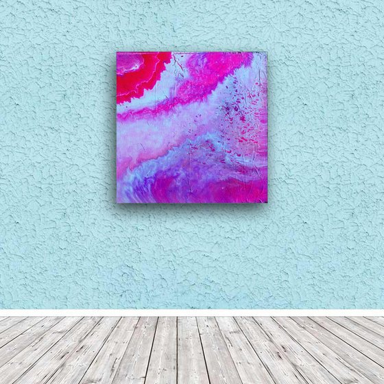 "Manifesting In Magenta" - FREE USA SHIPPING - Original Abstract PMS Fluid Acrylic Painting - 24 x 24 inches