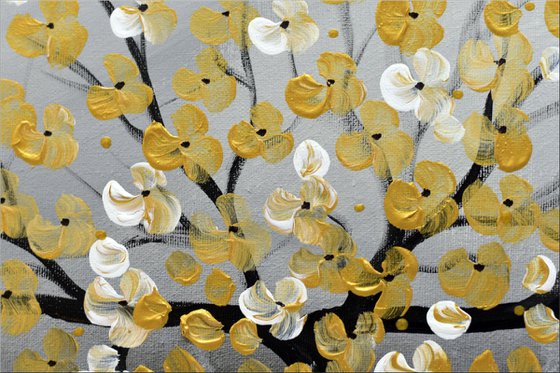 Golden Cherries - Abstract - Acrylic Painting - Canvas Art - Wall Art - Flower Painting - Framed Art