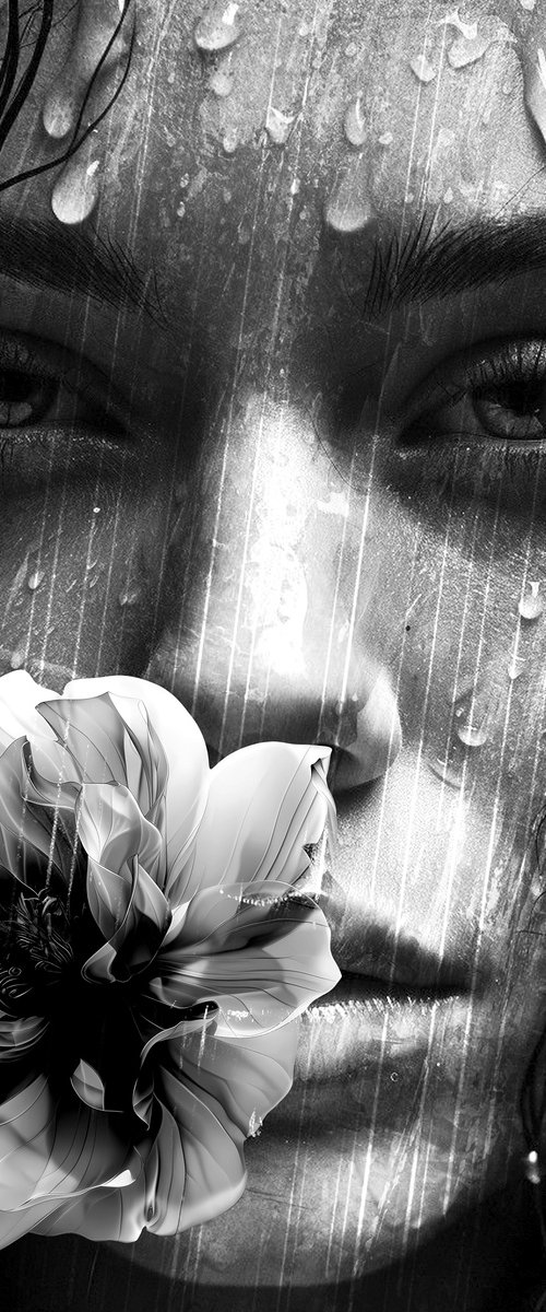 Girl with Flower in the Rain by Alex Solodov