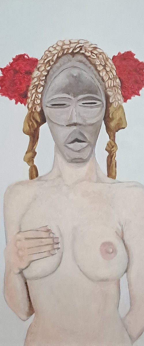 Mujer con máscara II by Bonifacio Contreras Tovar.
