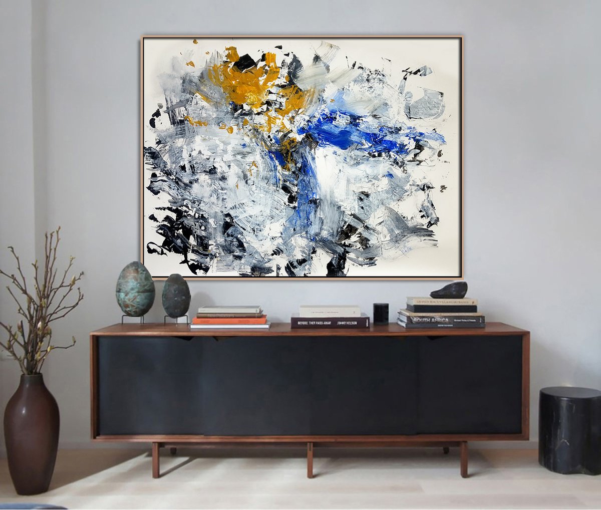 Abstract Oil Painting By Hugh Abernethy, 59 X 39, Ehm, Original Artwork