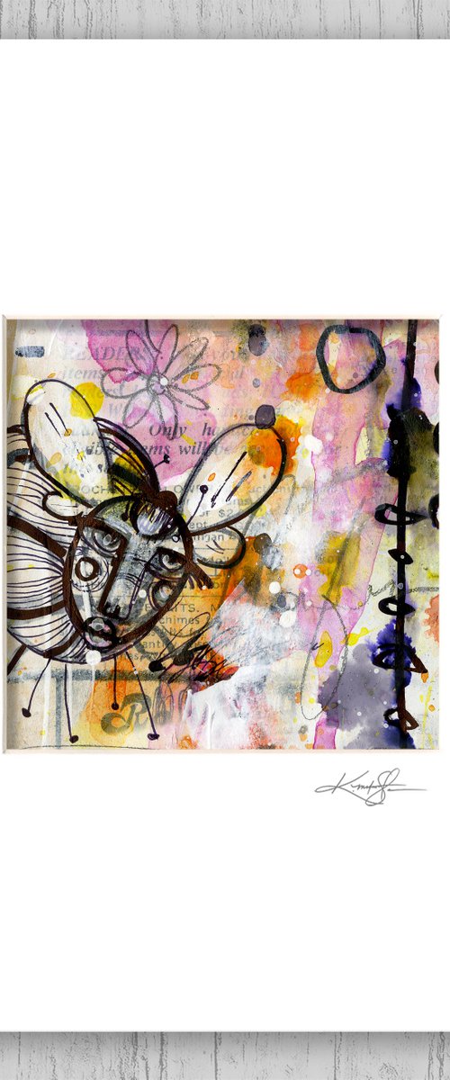 Funky Little Bug 5 -  Mixed Media Painting in mat by Kathy Morton Stanion by Kathy Morton Stanion