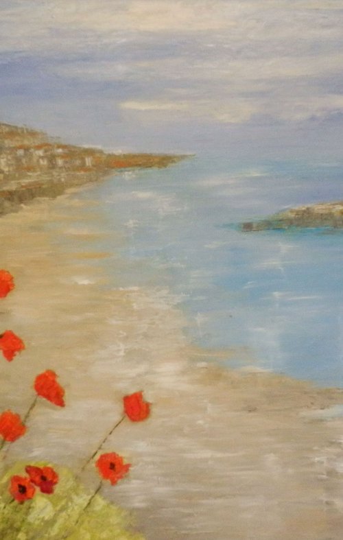 Poppies at the seashore by Maria Karalyos