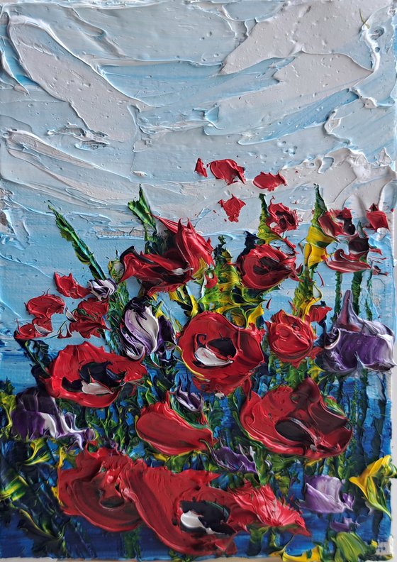 Poppies mini painting