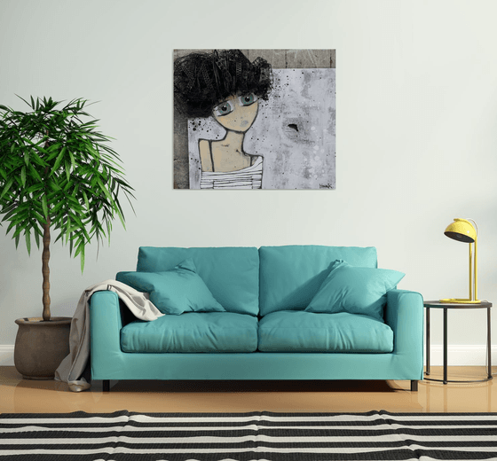 Girl Emerging From the Canvas