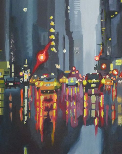 New York Streets in the Rain by Helen Sinfield